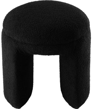 Bowen Black Faux Shearling Teddy Fabric Ottoman/Stool 105Black Meridian Furniture