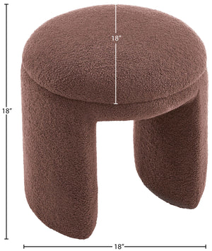 Bowen Brown Faux Shearling Teddy Fabric Ottoman/Stool 105Brown Meridian Furniture
