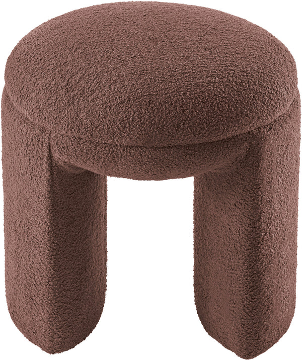 Bowen Brown Faux Shearling Teddy Fabric Ottoman/Stool 105Brown Meridian Furniture