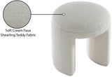 Bowen Cream Faux Shearling Teddy Fabric Ottoman/Stool 105Cream Meridian Furniture