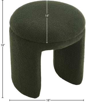 Bowen Green Faux Shearling Teddy Fabric Ottoman/Stool 105Green Meridian Furniture