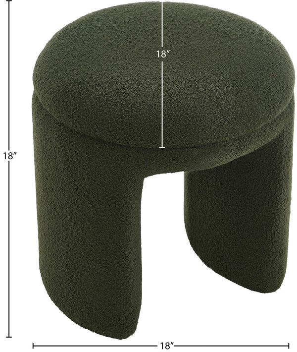 Bowen Green Faux Shearling Teddy Fabric Ottoman/Stool 105Green Meridian Furniture