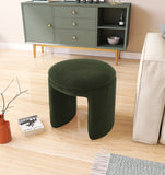 Bowen Green Faux Shearling Teddy Fabric Ottoman/Stool 105Green Meridian Furniture