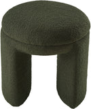 Bowen Green Faux Shearling Teddy Fabric Ottoman/Stool 105Green Meridian Furniture