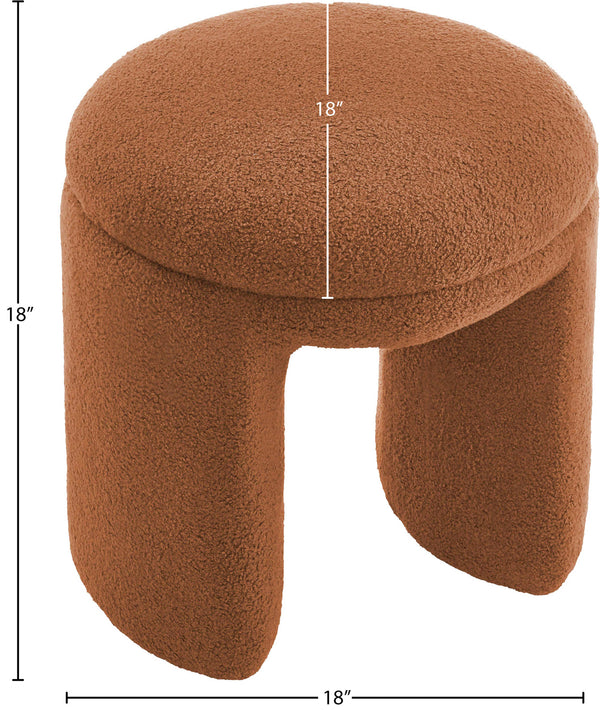Bowen Saddle Faux Shearling Teddy Fabric Ottoman/Stool 105Saddle Meridian Furniture