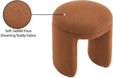 Bowen Saddle Faux Shearling Teddy Fabric Ottoman/Stool 105Saddle Meridian Furniture