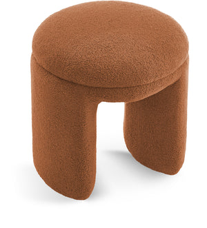 Bowen Saddle Faux Shearling Teddy Fabric Ottoman/Stool 105Saddle Meridian Furniture