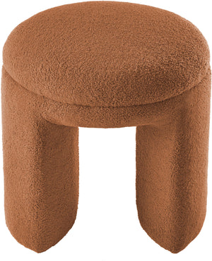 Bowen Saddle Faux Shearling Teddy Fabric Ottoman/Stool 105Saddle Meridian Furniture