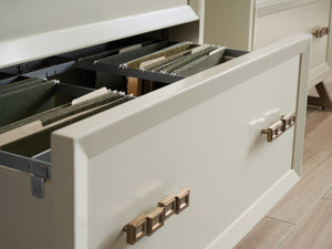 Lexington Sligh Langley File Chest - Elegant Contemporary Storage With Two Locking Drawers In Ivory & Silver Leaf Finish Linen White Wood 105-450