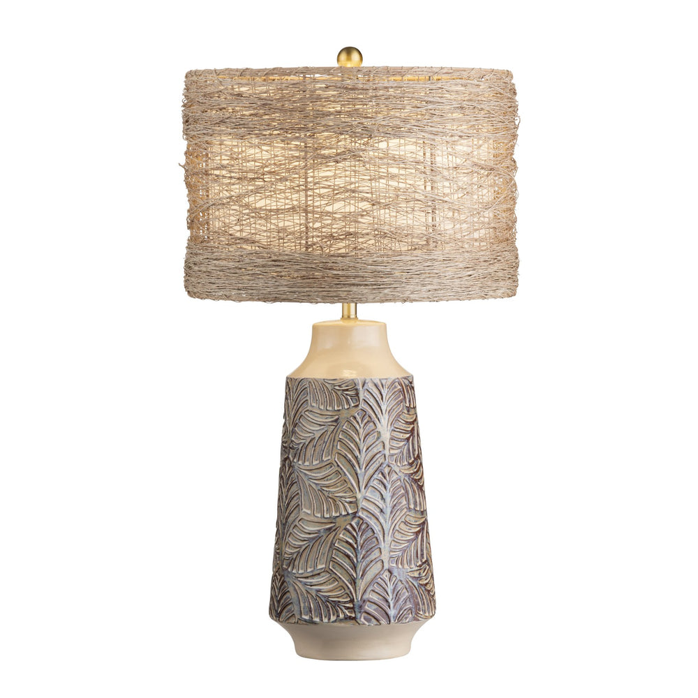 Crestview Collection 30"H Rustic Ceramic Table Lamp With Woven Rattan Shade, Natural Aesthetic & 3-way Socket Glow   Cvazp115