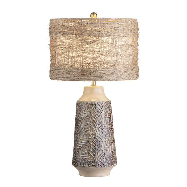 Crestview Collection 30"H Rustic Ceramic Table Lamp With Woven Rattan Shade, Natural Aesthetic & 3-way Socket Glow   Cvazp115