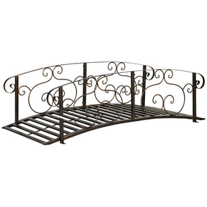 English Elm Outsunny 6' Decorative Metal Garden Bridge With Siderails – Elegant Arc Footbridge For Ponds & Streams W2225P217550-GIGA