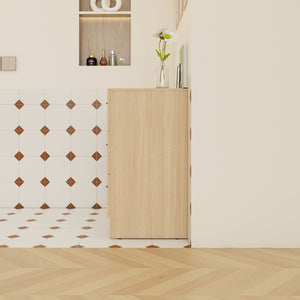 English Elm 12" Wall-mounted Oak Plywood Bathroom Linen Cabinet Slim Floating Single Door Storage W3450P440610