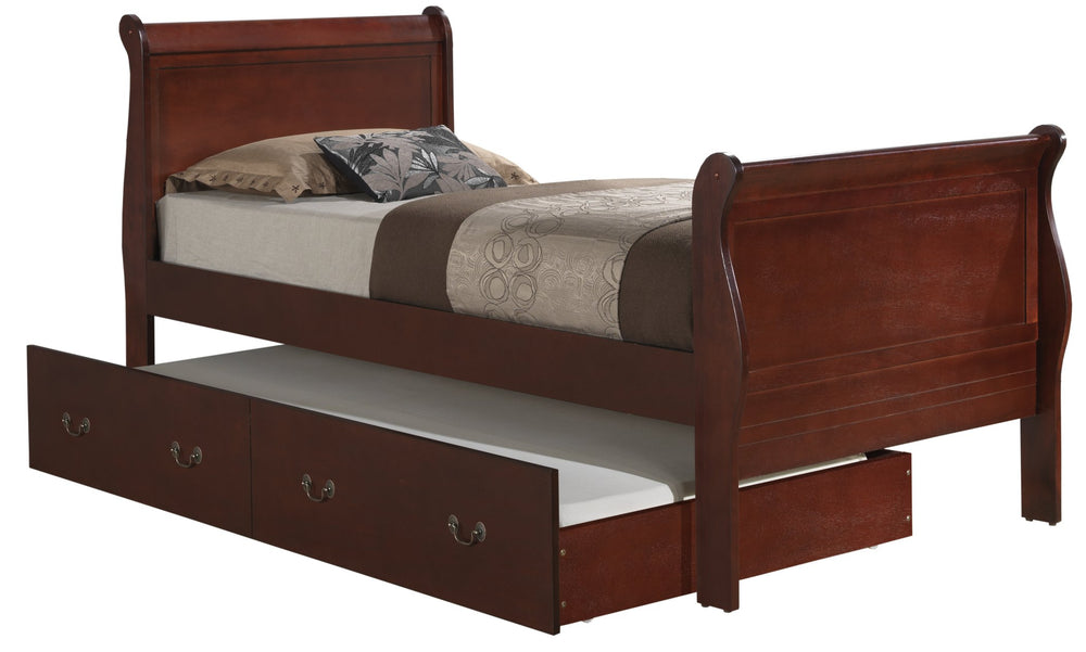 English Elm Classic Cherry Twin Bed With Storage, Timeless Cherry Finish, Durable Particle Board, Space-Saving Design B078S00290