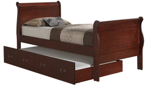 English Elm Classic Cherry Twin Bed With Storage, Timeless Cherry Finish, Durable Particle Board, Space-Saving Design B078S00290
