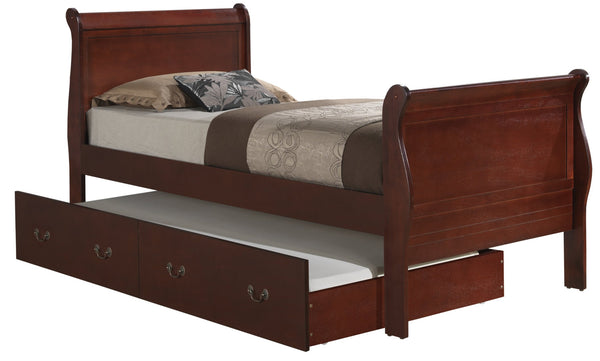English Elm Classic Cherry Twin Bed With Storage, Timeless Cherry Finish, Durable Particle Board, Space-Saving Design B078S00290