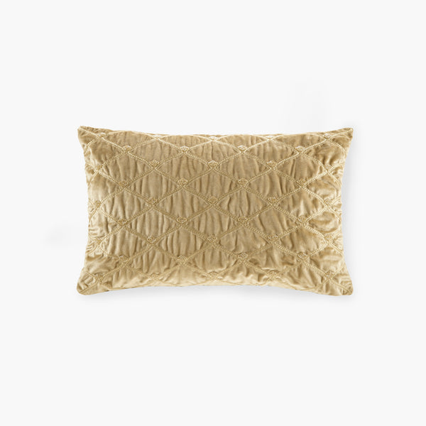 English Elm Oblong Luxe Velvet Foxtail Stitch Pillow with Hand Beading, Plush Goose Feather Insert, 22x15" Gold 14.96 L x 22.05 W x 3.94 H B035129194