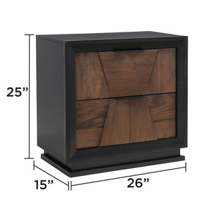 English Elm Houston 2-drawer Wood Nightstand with Geometric Panels and Felt-lined Storage in Walnut B009P345873