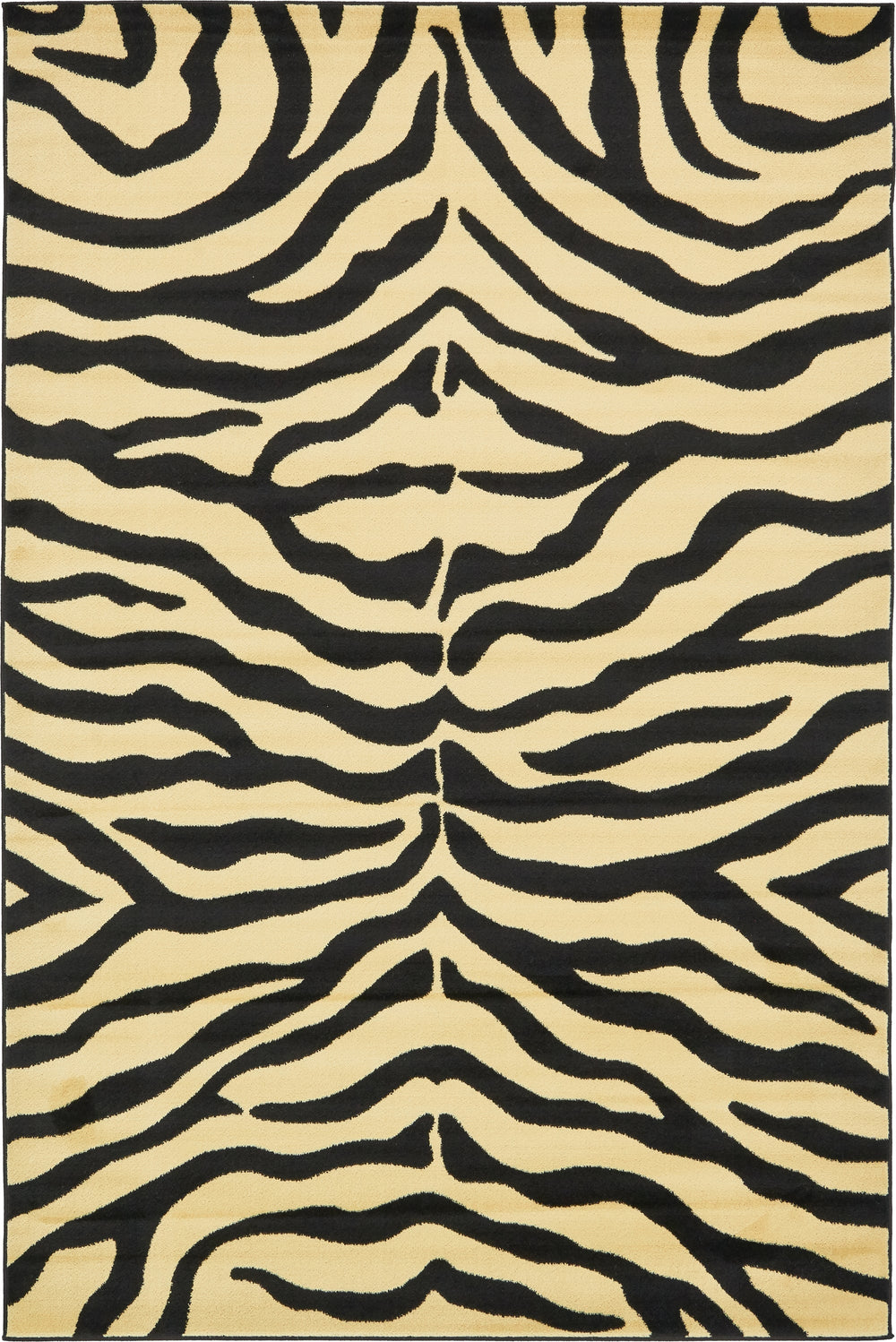 Unique Loom Wildlife Okapi Machine Made Animal Print Rug Cream, Black 6' 1" x 9' 0"