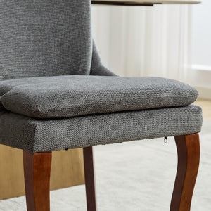 English Elm Modern Dining Chairs Set of 2 with Double-Layer Cushioned Spring+Sponge Comfort, Curved Solid Wood Legs, Mid Back Elegance for Living & Dining Room Gray W1143P207920