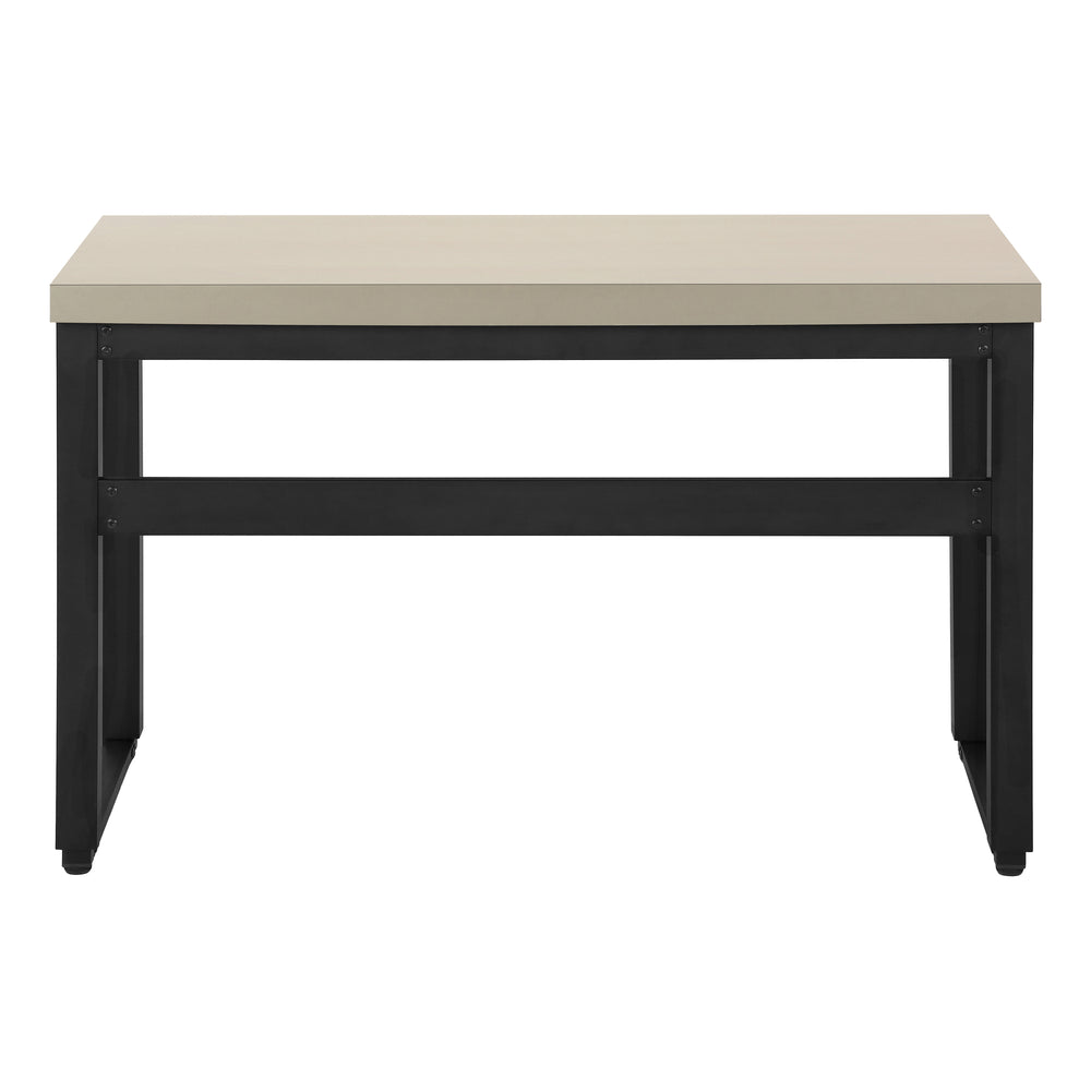 English Elm Computer Desk - Adjustable Height Standing Workstation, Modern Beige Laminate & Black Metal Frame B2710P219894
