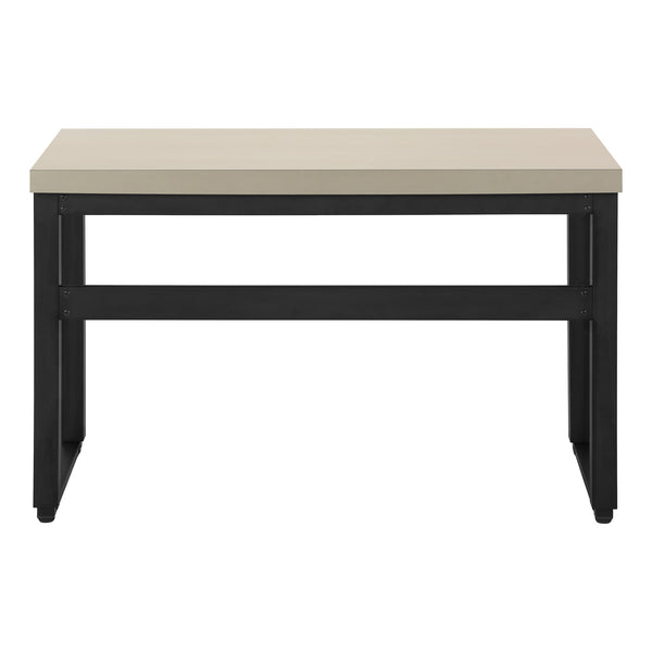 English Elm Computer Desk - Adjustable Height Standing Workstation, Modern Beige Laminate & Black Metal Frame B2710P219894