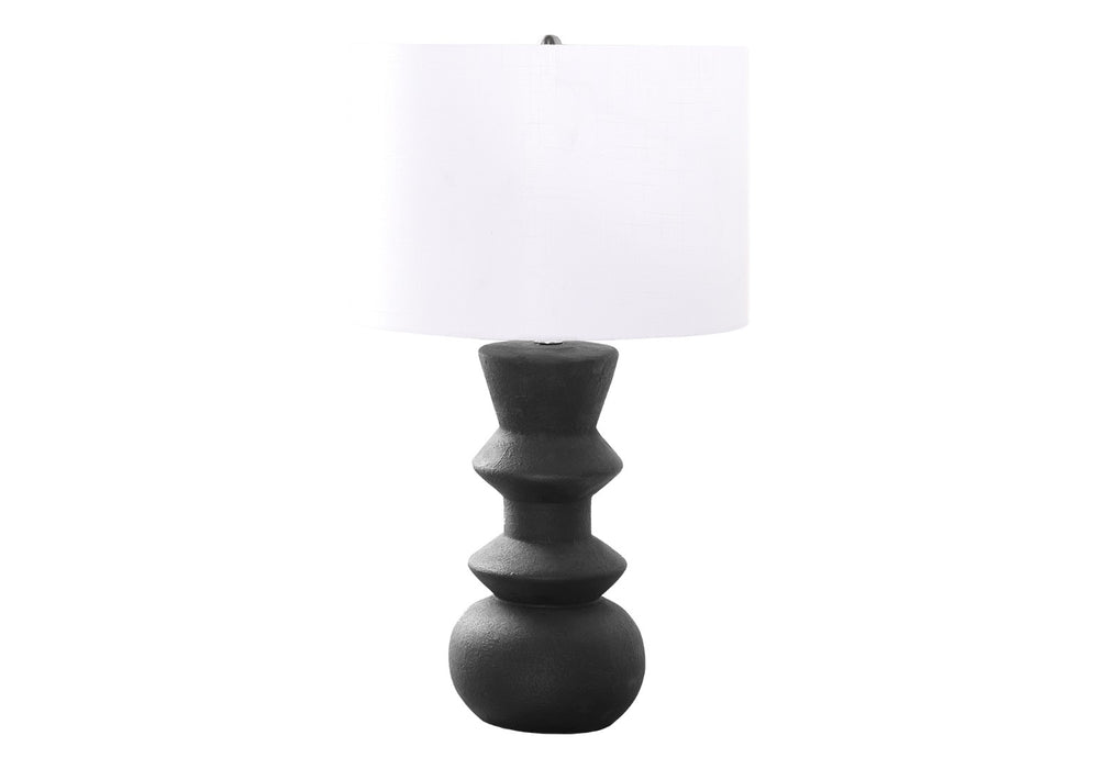 English Elm Lighting, Geometric Cream Ceramic Table Lamp with Ivory Drum Shade for Bedside or Office B2710P221320