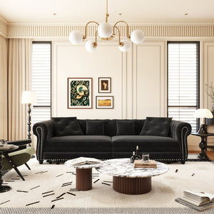 English Elm Chesterfield 3-In-1 Convertible Sofa Bed - Luxurious Velvet Tufted Design, Chaise & Ottoman Included W1885S00174