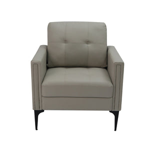 English Elm 1pc Faux Leather Accent Armchair Padded Seat Tailored Stitching Contemporary Living Room Beige B011P479603