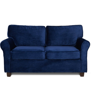 English Elm 57" Corduroy Two Seater Sofa Removable Cushions Solid Wood Frame Compact Living Room Blue W2715P433632