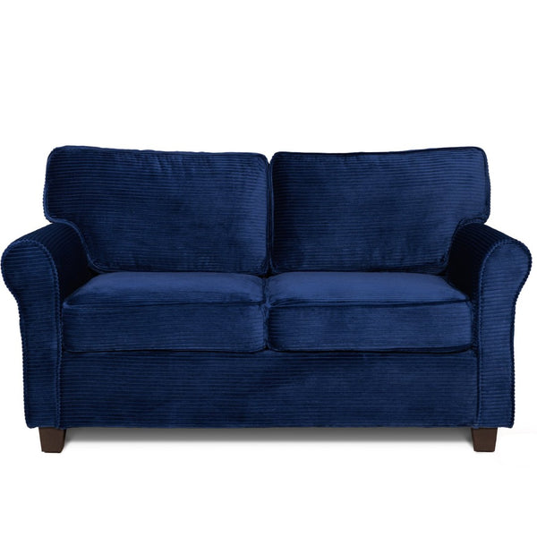 English Elm 57" Corduroy Two Seater Sofa Removable Cushions Solid Wood Frame Compact Living Room Blue W2715P433632