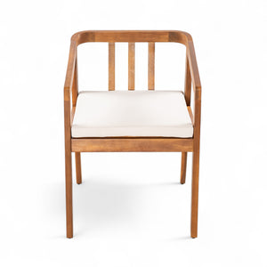 English Elm Christopher Knight Home® - Acacia Solid Acacia Wood Outdoor Dining Chairs Set of 2 with Beige Weather-Resistant Cushions, Natural Finish N776P286347B