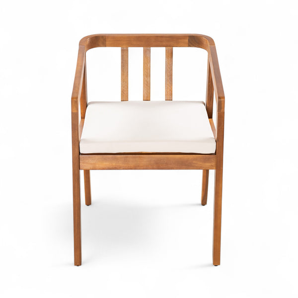 English Elm Christopher Knight Home® - Acacia Solid Acacia Wood Outdoor Dining Chairs Set of 2 with Beige Weather-Resistant Cushions, Natural Finish N776P286347B