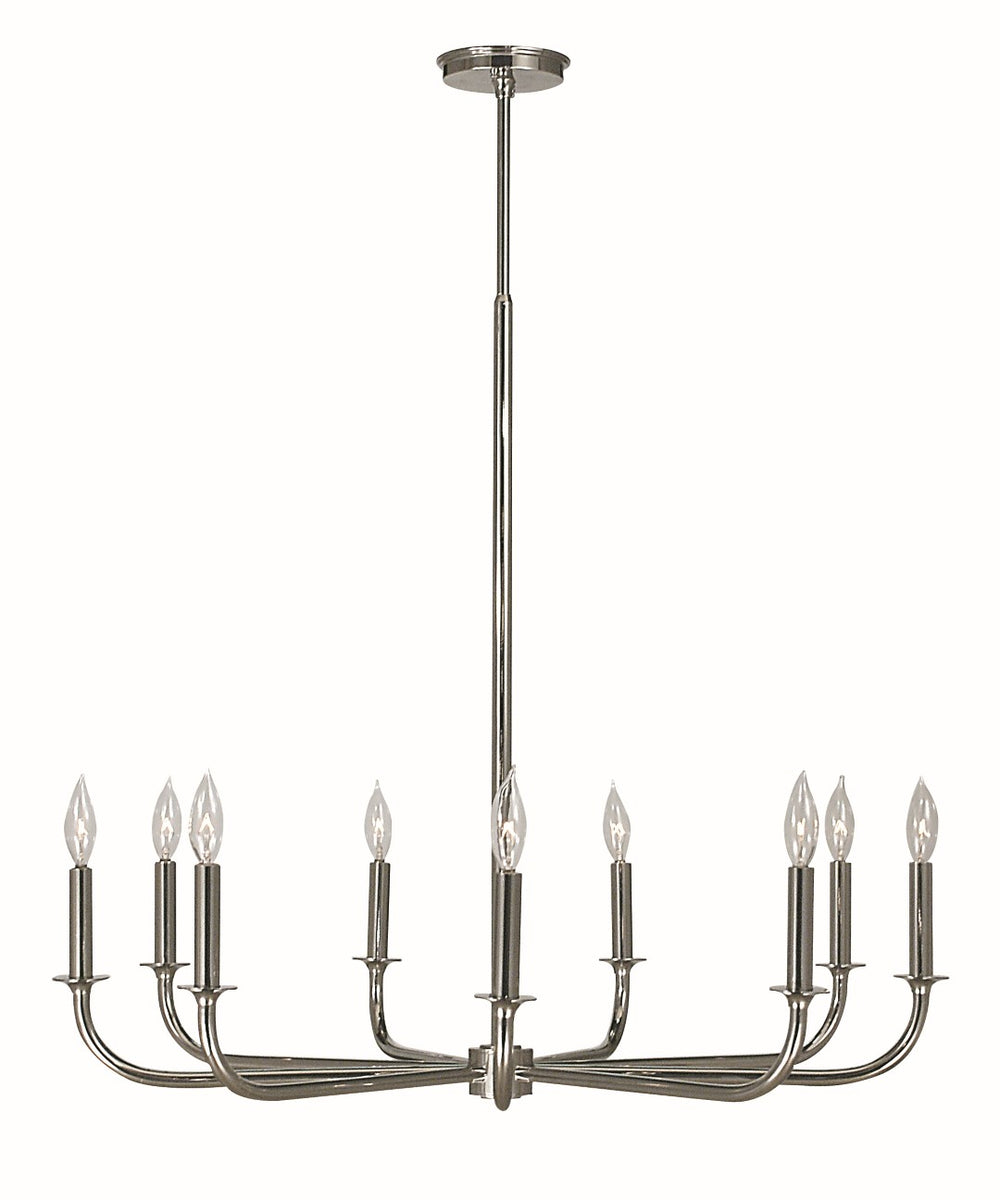 Framburg 9-light Polished Silver Chandelier - Contemporary Elegance For Modern Dining Spaces, Made In Usa Polished Silver Metal 1060 Ps