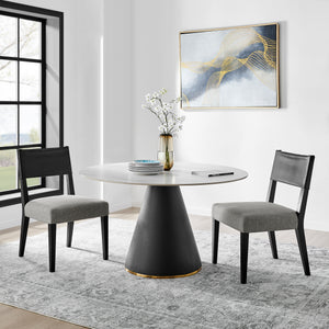 New Pacific Direct Geneva Ceramic Top 51" Round Dining Table w/ Gold Trim Marble/Black 51 x 51 x 30