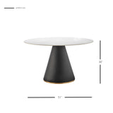 New Pacific Direct Geneva Ceramic Top 51" Round Dining Table w/ Gold Trim Marble/Black 51 x 51 x 30