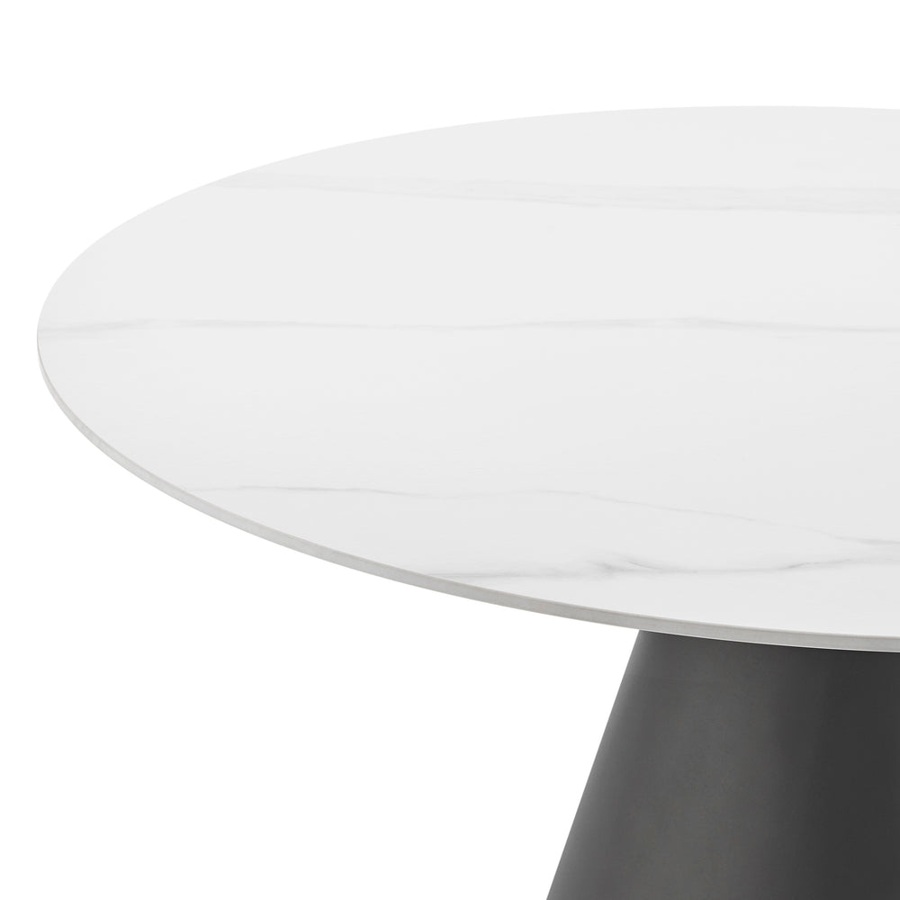 New Pacific Direct Geneva Ceramic Top 51" Round Dining Table w/ Gold Trim Marble/Black 51 x 51 x 30