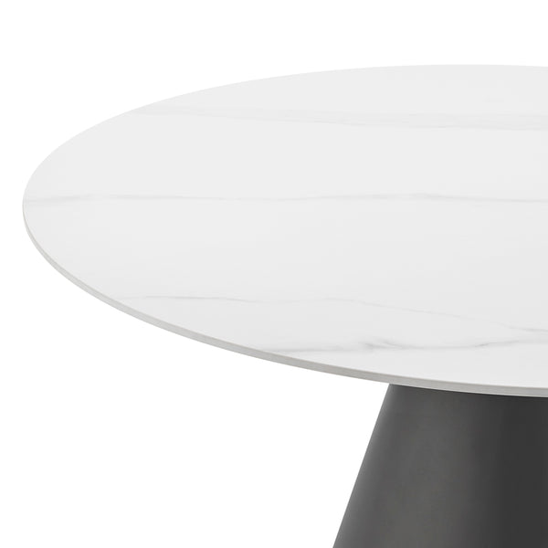 New Pacific Direct Geneva Ceramic Top 51" Round Dining Table w/ Gold Trim Marble/Black 51 x 51 x 30
