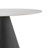 New Pacific Direct Geneva Ceramic Top 51" Round Dining Table w/ Gold Trim Marble/Black 51 x 51 x 30