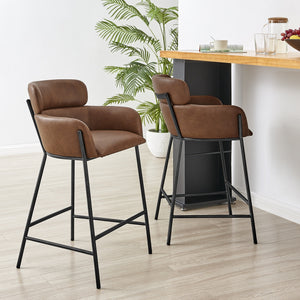 New Pacific Direct Finley Pu Counter Stool Vintage Cognac, Brown , Plywood 1060035-687-npd