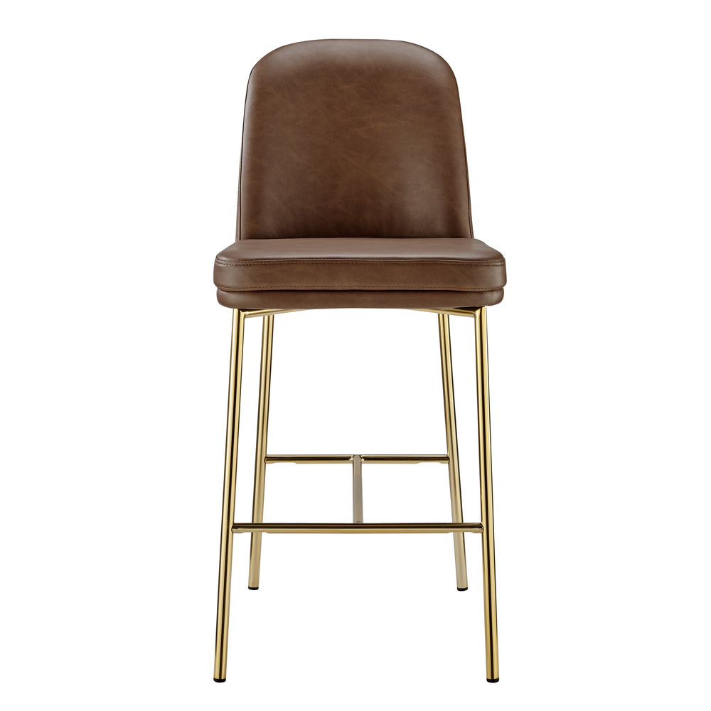 New Pacific Direct Keisha Pu Counter Stool, (Set Of 2) Vintage Cognac, Brown , Plywood 1060036-687-npd