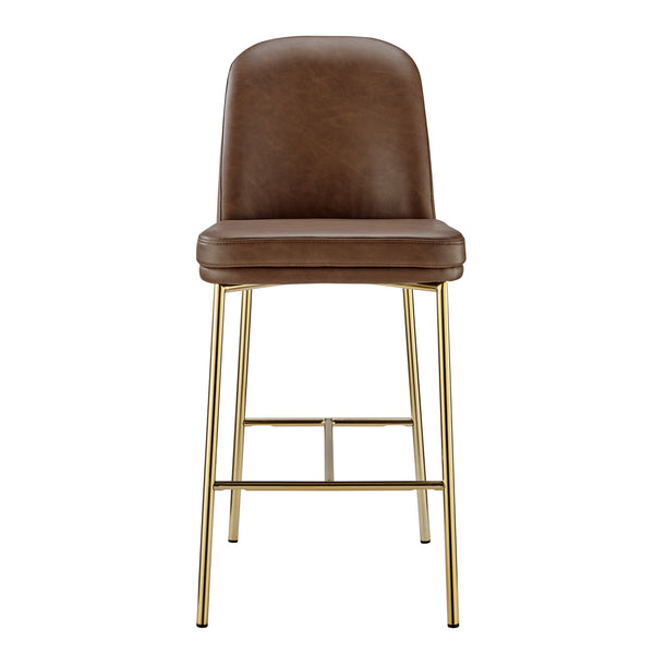 New Pacific Direct Keisha Pu Counter Stool, (Set Of 2) Vintage Cognac, Brown , Plywood 1060036-687-npd