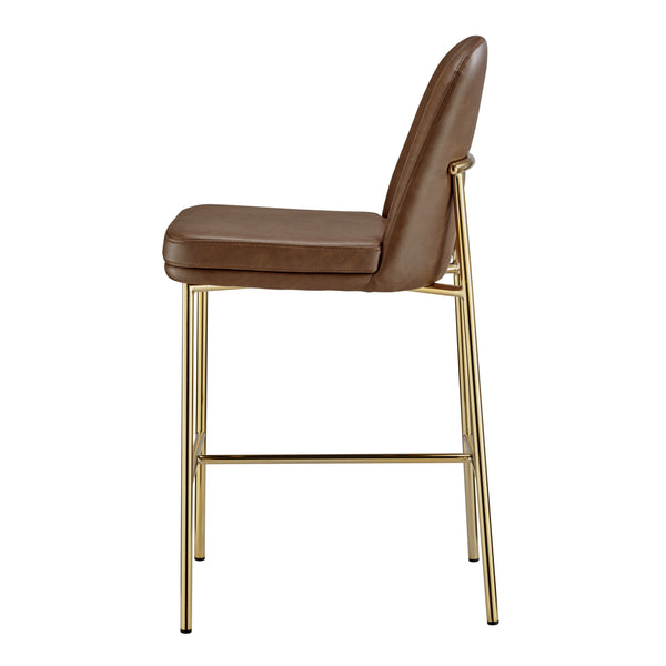 New Pacific Direct Keisha Pu Counter Stool, (Set Of 2) Vintage Cognac, Brown , Plywood 1060036-687-npd