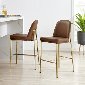 New Pacific Direct Keisha Pu Counter Stool, (Set Of 2) Vintage Cognac, Brown , Plywood 1060036-687-npd