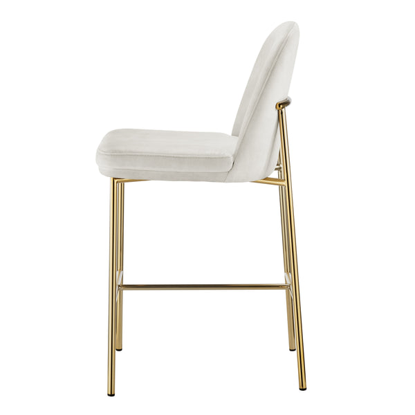 New Pacific Direct Keisha Velvet Counter Stool, (Set Of 2) Arcadia Cream, Beige 100% Polyester, Plywood 1060037-686-npd