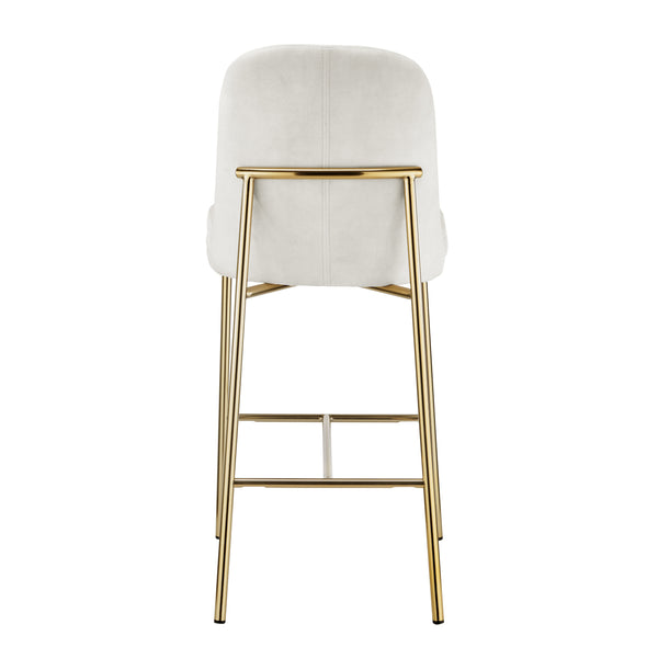 New Pacific Direct Keisha Velvet Counter Stool, (Set Of 2) Arcadia Cream, Beige 100% Polyester, Plywood 1060037-686-npd