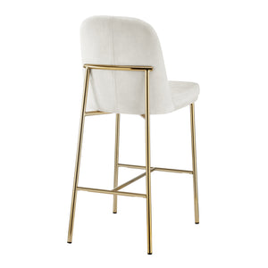 New Pacific Direct Keisha Velvet Counter Stool, (Set Of 2) Arcadia Cream, Beige 100% Polyester, Plywood 1060037-686-npd
