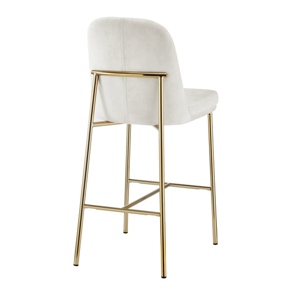 New Pacific Direct Keisha Velvet Counter Stool, (Set Of 2) Arcadia Cream, Beige 100% Polyester, Plywood 1060037-686-npd