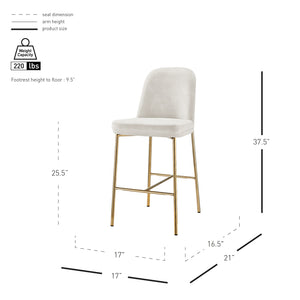 New Pacific Direct Keisha Velvet Counter Stool, (Set Of 2) Arcadia Cream, Beige 100% Polyester, Plywood 1060037-686-npd