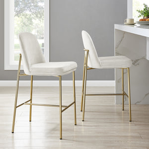 New Pacific Direct Keisha Velvet Counter Stool, (Set Of 2) Arcadia Cream, Beige 100% Polyester, Plywood 1060037-686-npd